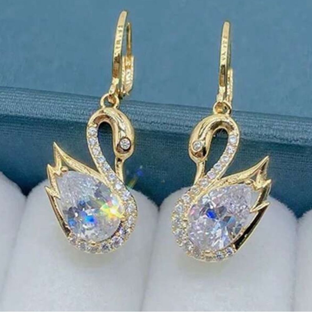 Elegant Gold Swan Earrings